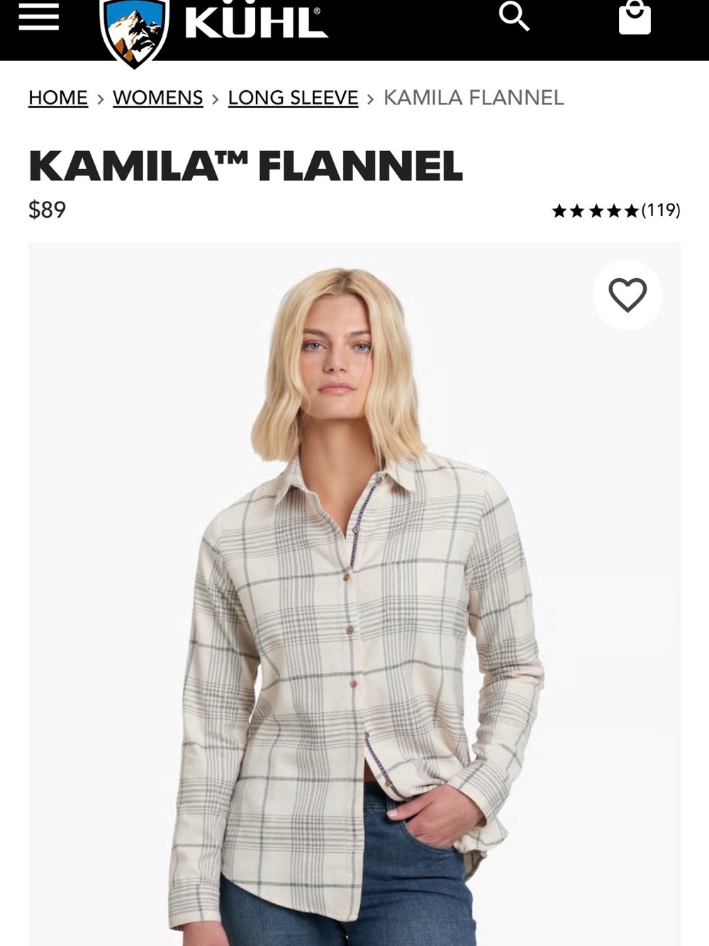 Kuhl Kamila Flannel Women's Cream Plaid Button-Down Shirt